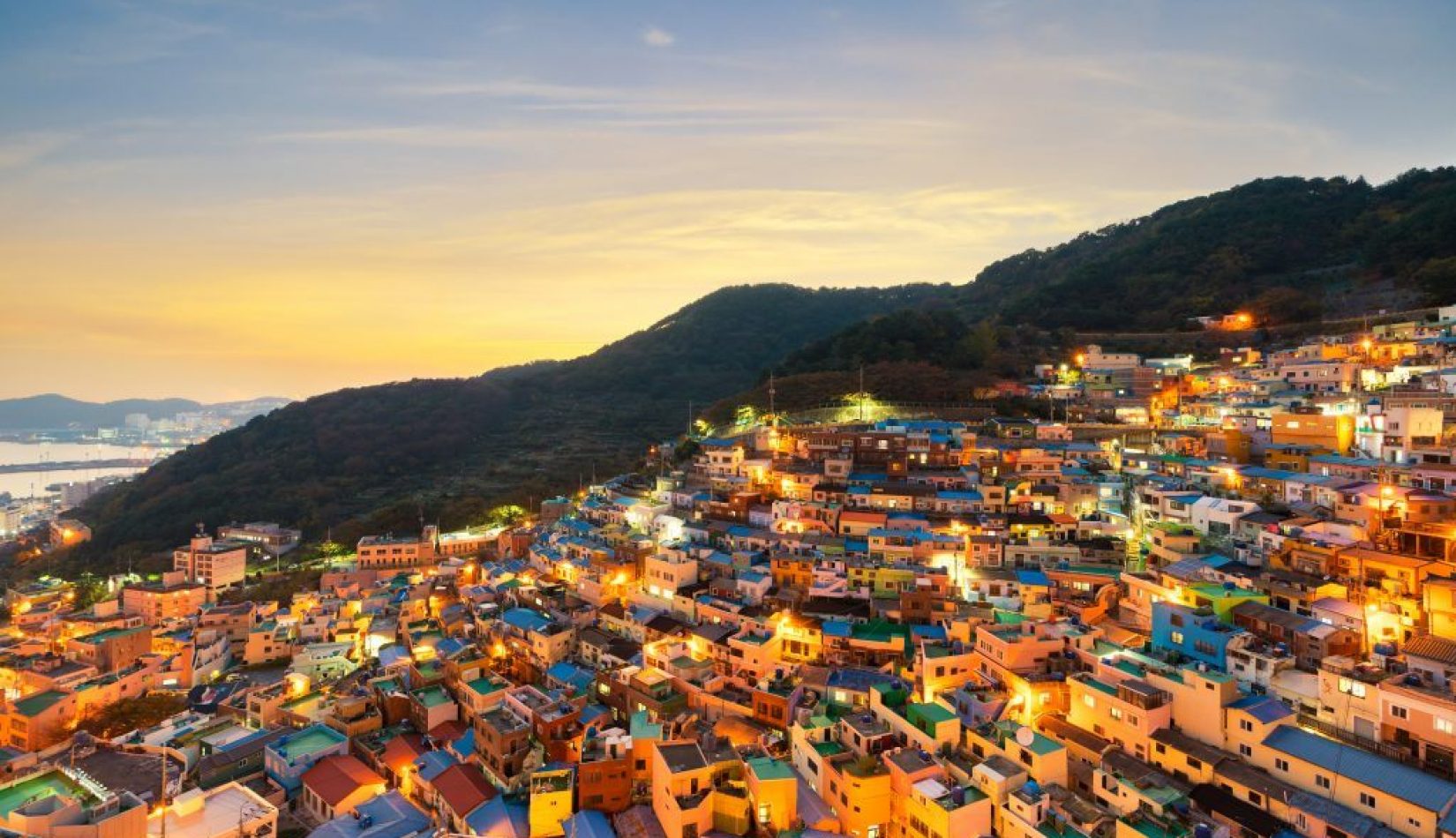 Panorama view of Gamcheon Culture Village located in Busan city