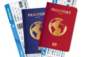 Passports Tickets Air Travel Realistic  Composition