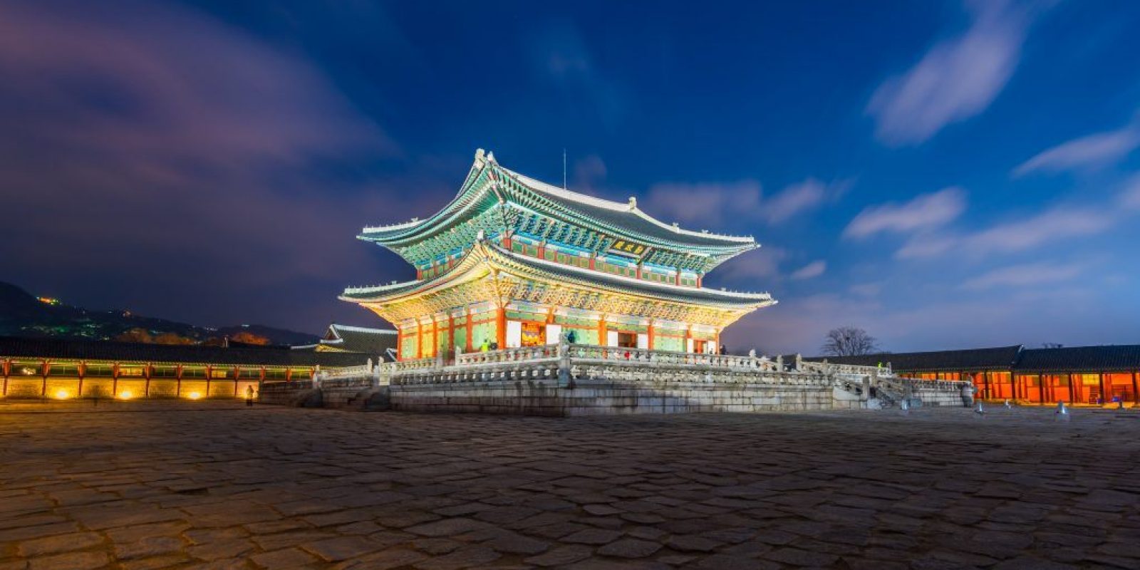 Gyeongbokgung palace at night in Seoul city ,South Korea