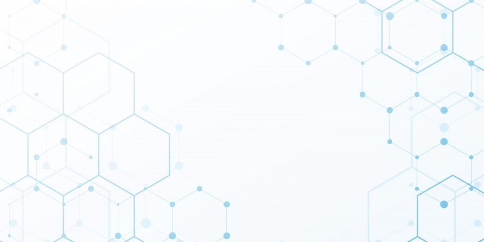 white background with blue tech hexagonal pattern design
