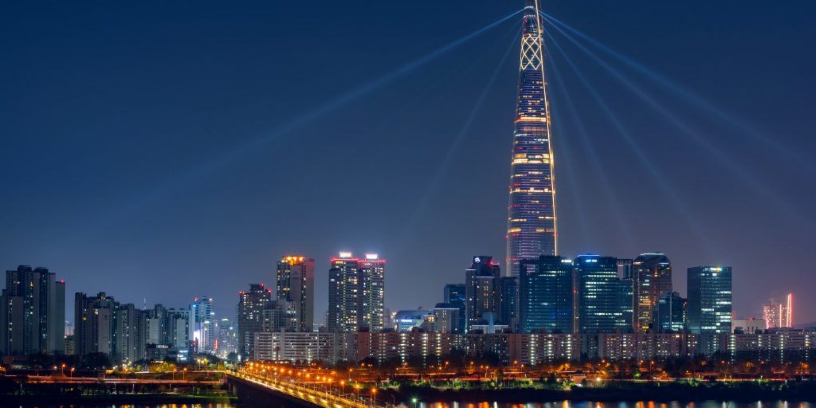 Beautiful Cityscape at Lotte World Tower in Seoul City,South Kor