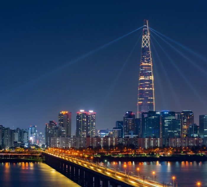 Beautiful Cityscape at Lotte World Tower in Seoul City,South Kor