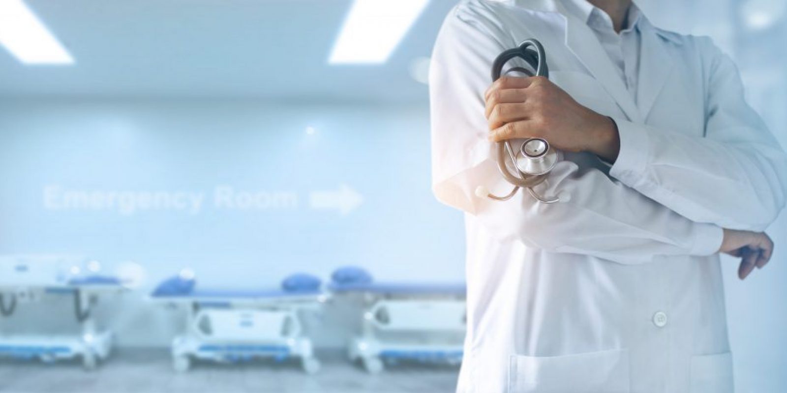 Medicine doctor with stethoscope in hand, confidently standing i