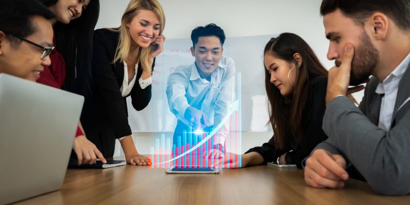 Group of business partners meeting present with modern buildings