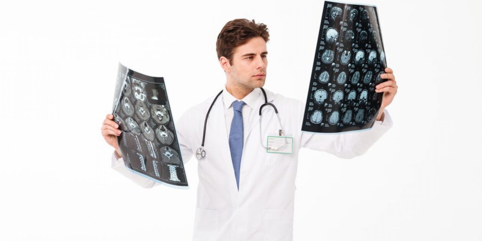 Portrait of a concentrated young male doctor