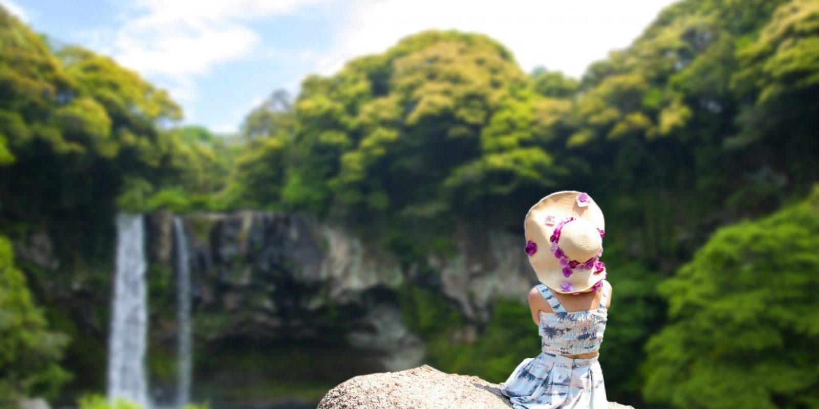 Blurred Cheonjiyeon Waterfall is a waterfall on Jeju Island, Sou