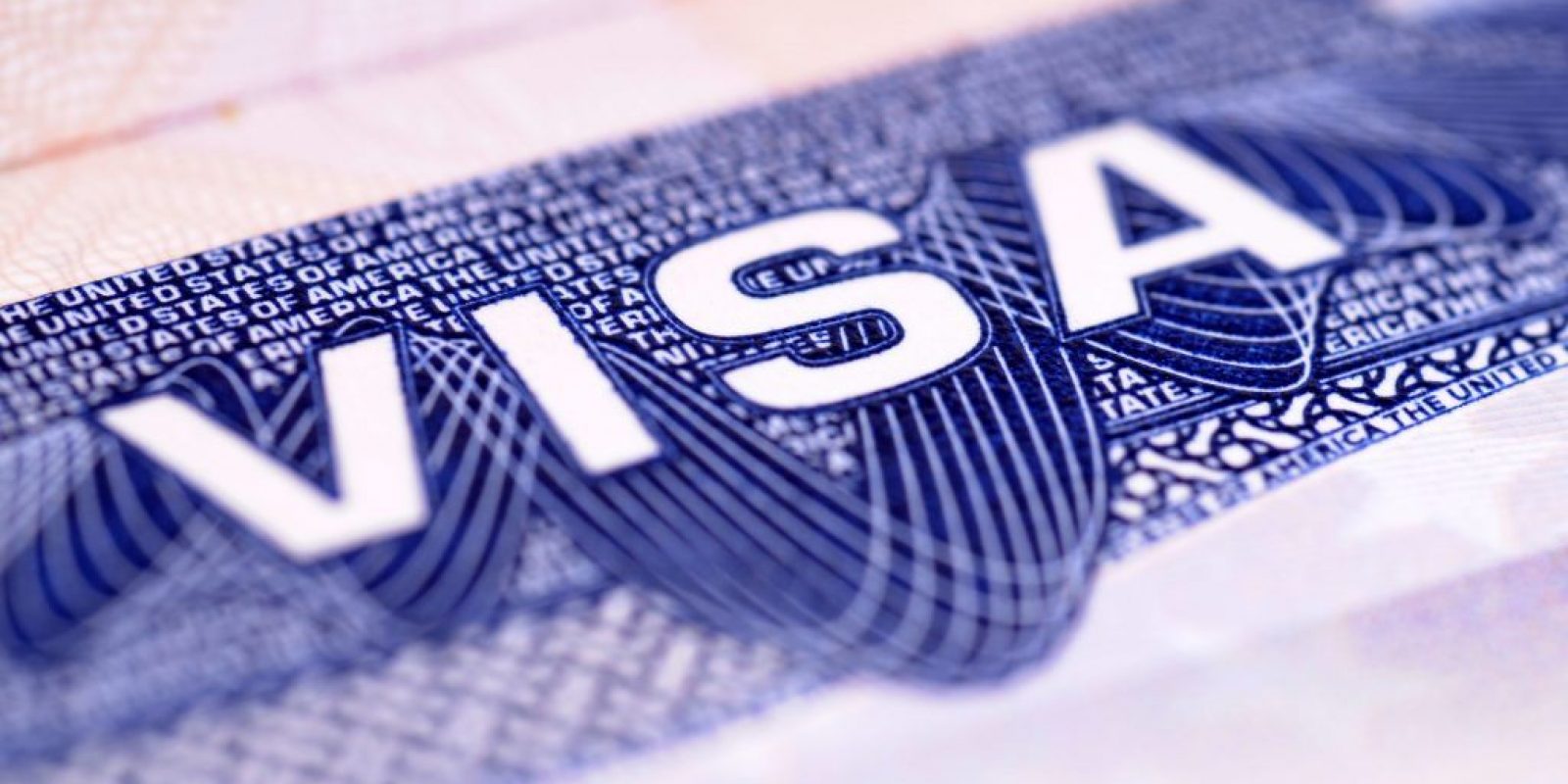 Closeup detail of a US visa document.
