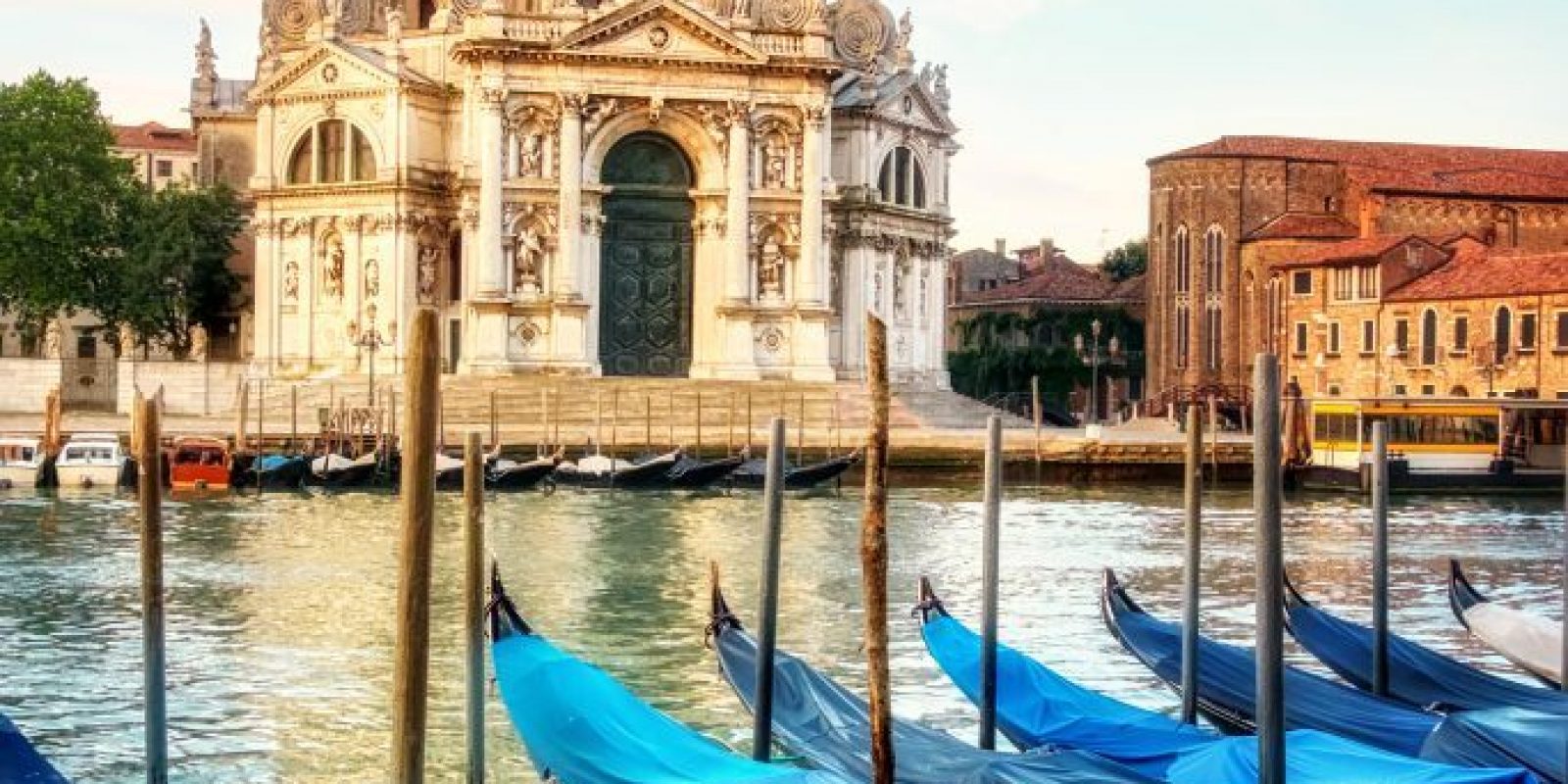 Gondolas and Basilica Santa Maria della Salute in Venice